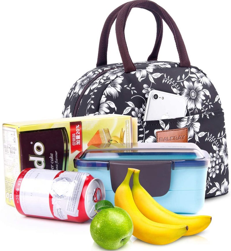 BALORAY Lunch Bag for Women Men Insulated Lunch Box for Adult Reusable Lunch Tote Bag for Work, Picnic or Travel (White Flower) - Image 5